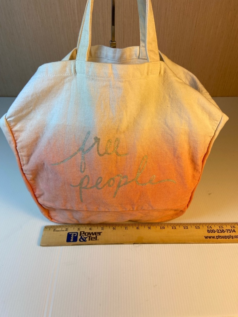 Free People Ombre Canvas Tote Boho Beach Bag Slouchy Cotton Market Bag - Picture 8 of 16